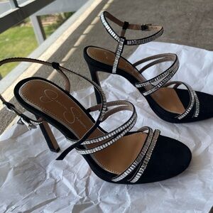 Jessica Simpson Black and Silver Sparkle Heels